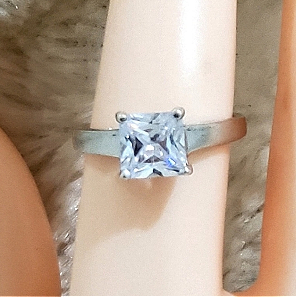 925 Sterling 175 Ct Cathedral Princess Cz Diamond Ring